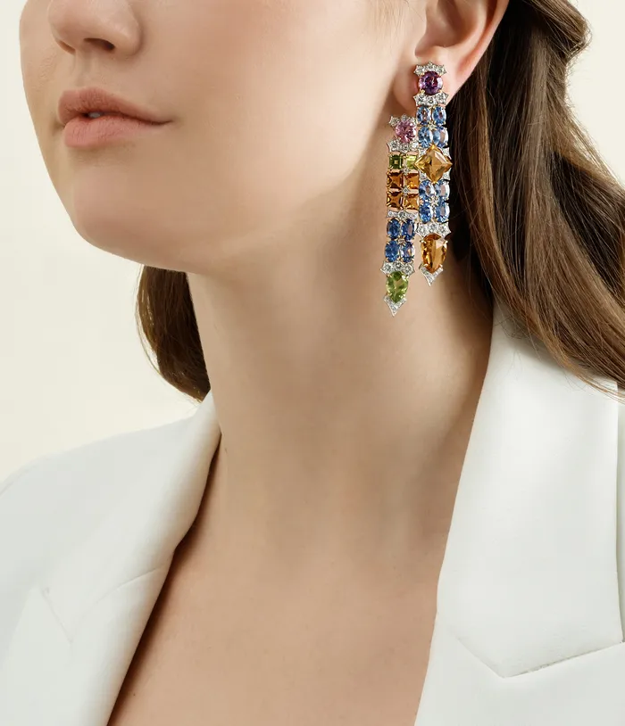 David Webb Streamer Earrings Sapphire Peridot Citrine Amethyst Earrings David Webb Streamer Earrings Sapphire Peridot Citrine Amethyst Earrings