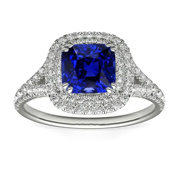 Double Halo Cushion Sapphire Ring Pave Split Shank Natural Earth Mined Diamonds 4 Carats HarryChadEntcom Rings Double Halo Cushion Sapphire Ring Pave Split Shank Natural Earth Mined Diamonds 4 Carats HarryChadEntcom Rings