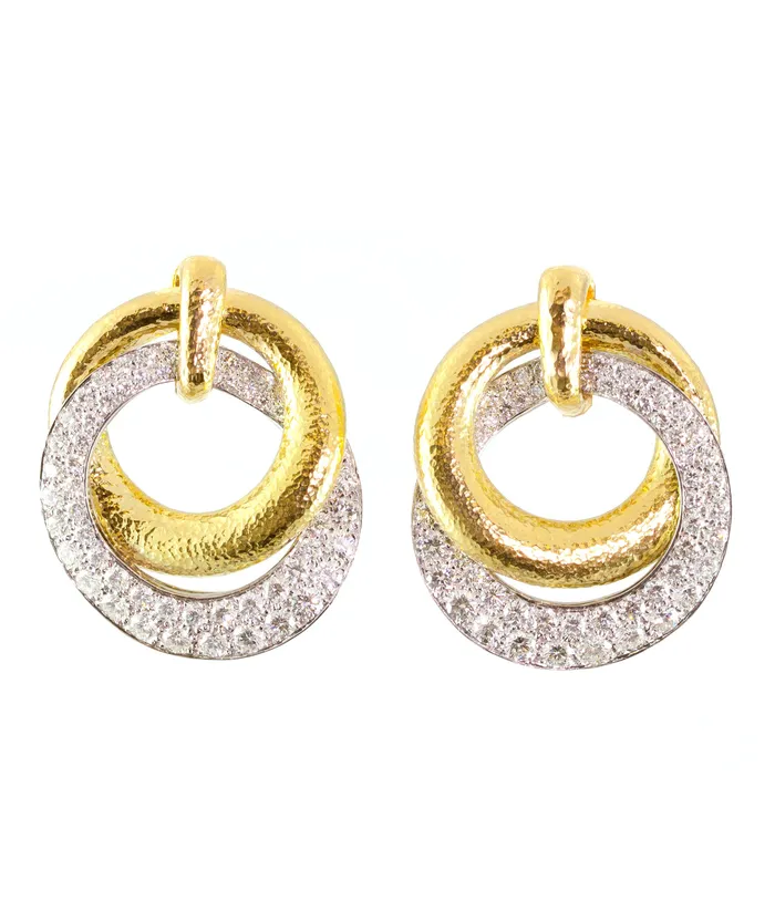 Earrings Double Hoop Earrings Hammered Gold David Webb Workshop