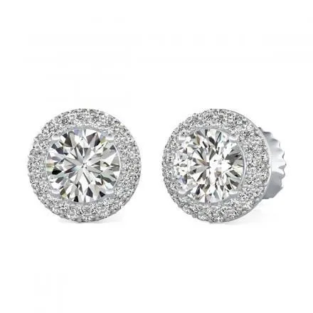 Earrings GB 145 Ct Halo Round Cut Natural Earth Mined Diamond Stud Earring 14K White Gold Earrings GB 145 Ct Halo Round Cut Natural Earth Mined Diamond Stud Earring 14K White Gold