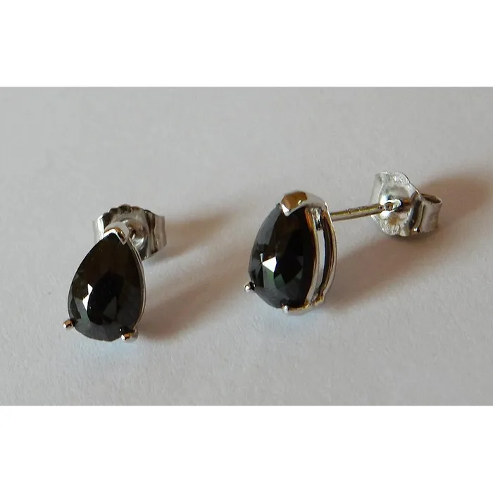 Earrings GB 150 Carats Pear Stud Earrings Black Natural Earth Mined Diamonds White Gold 14K Finish Earrings GB 150 Carats Pear Stud Earrings Black Natural Earth Mined Diamonds White Gold 14K Finish