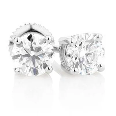 Earrings GB 4 Carats Round Cut Prong Set Natural Earth Mined Diamonds Studs Earring White Gold Earrings GB 4 Carats Round Cut Prong Set Natural Earth Mined Diamonds Studs Earring White Gold