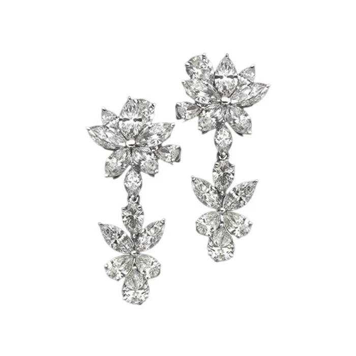Earrings GB 5 Carat Natural Earth Mined Diamonds Floral Style Earring Chandelier WG Hanging Earrings Earrings GB 5 Carat Natural Earth Mined Diamonds Floral Style Earring Chandelier WG Hanging Earrings