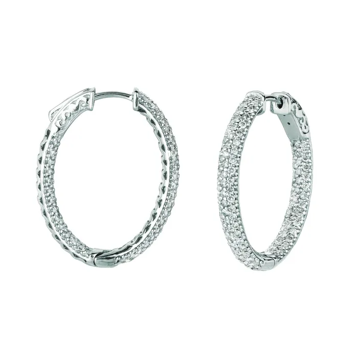 Earrings GB Natural Earth Mined Diamond Hoop Earrings 275 Carats 14K White Gold Earrings GB Natural Earth Mined Diamond Hoop Earrings 275 Carats 14K White Gold