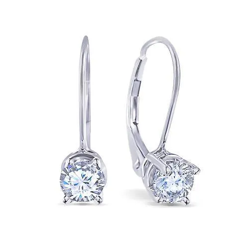 Earrings GB Round F Vs1 Ideal Cut Natural Earth Mined Diamond Earring 060 Carat Lever back WG 14K