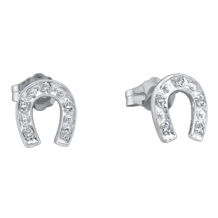 Earrings GND 10kt White Gold Womens Round Diamond Horseshoe Earrings 120 Cttw GND Earrings GND 10kt White Gold Womens Round Diamond Horseshoe Earrings 120 Cttw GND