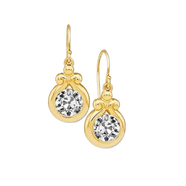 Earrings HarryChadEntcom Genuine Natural Earth Mined Diamond Drop Earrings Solitaire Bezel Set Round Old Mine Cut 1 Carat Earrings HarryChadEntcom Genuine Natural Earth Mined Diamond Drop Earrings Solitaire Bezel Set Round Old Mine Cut 1 Carat