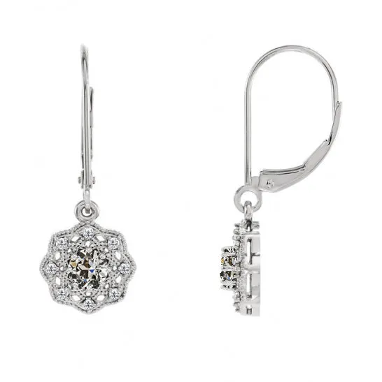 Earrings HarryChadEntcom Round Mined Diamond Old Cut Vintage Style Dangle Earrings 150 Carats Earrings HarryChadEntcom Round Mined Diamond Old Cut Vintage Style Dangle Earrings 150 Carats