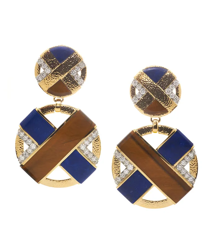 Earrings XO Earrings Lapis Lazuli Tigers Eye David Webb