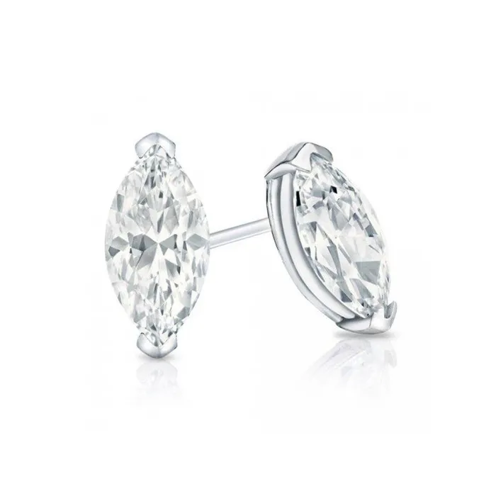 GB 2 Ct Gorgeous Marquise Cut Solitaire Natural Earth Mined Diamond Stud Earring White Gold Earrings GB 2 Ct Gorgeous Marquise Cut Solitaire Natural Earth Mined Diamond Stud Earring White Gold Earrings