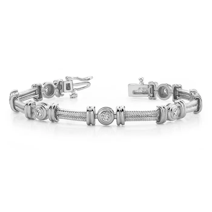 GB Bracelets 350 Carats Twisted Rope Link Round Natural Earth Mined Diamonds Bracelet White Gold 14K GB Bracelets 350 Carats Twisted Rope Link Round Natural Earth Mined Diamonds Bracelet White Gold 14K