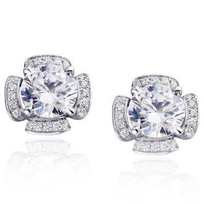 GB Earrings 25 Ct Gorgeous Round Natural Earth Mined Diamond Ladies Earring White Gold Studs Halo GB Earrings 25 Ct Gorgeous Round Natural Earth Mined Diamond Ladies Earring White Gold Studs Halo
