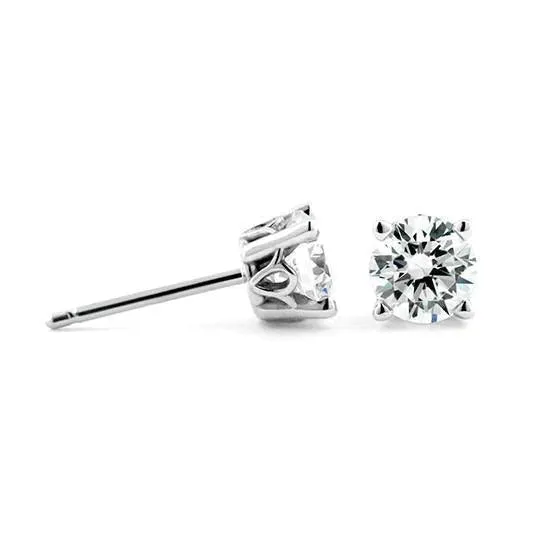 GB Earrings 2 Carats Round D Vvs1 Natural Earth Mined Diamond Women Stud Earrings 14K