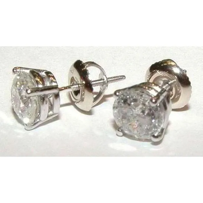 GB Earrings 301 Carat Natural Earth Mined Diamond Stud Earrings Round White Gold Studs GB Earrings 301 Carat Natural Earth Mined Diamond Stud Earrings Round White Gold Studs