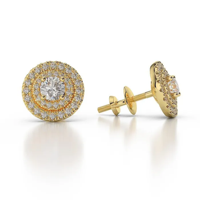 GB Earrings 35 Carats Round Cut Halo Natural Earth Mined Diamond Stud Earring White Gold Fine Jewelry GB Earrings 35 Carats Round Cut Halo Natural Earth Mined Diamond Stud Earring White Gold Fine Jewelry
