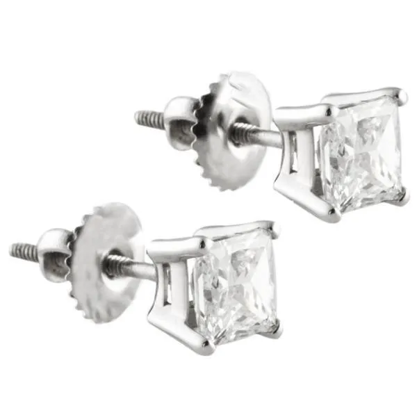 GB Earrings Princess Cut 400 Ct Natural Earth Mined Diamonds Studs Earrings Gold White GB Earrings Princess Cut 400 Ct Natural Earth Mined Diamonds Studs Earrings Gold White