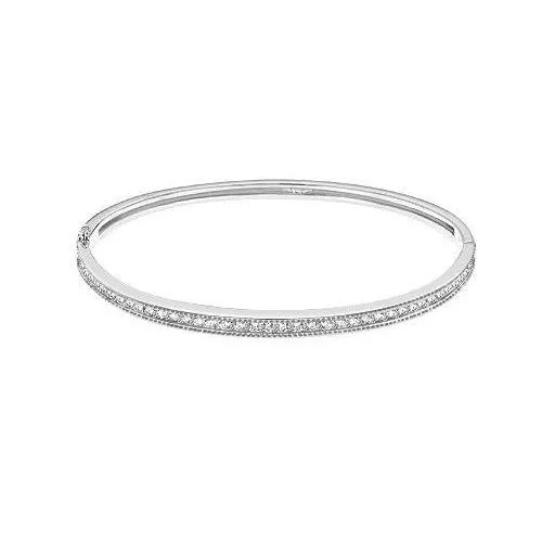 GB Earrings Round Natural Earth Mined Diamond Bangle Solid White Gold 14K 350 Carats GB Earrings Round Natural Earth Mined Diamond Bangle Solid White Gold 14K 350 Carats