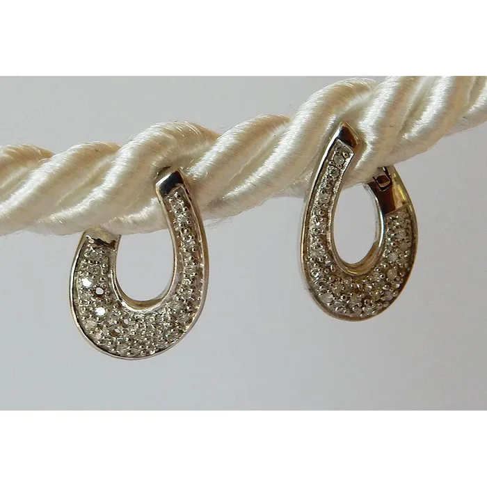 GB Earrings Round Natural Earth Mined Diamond Hoop Earrings 1 Carats GH Si White Gold Finish