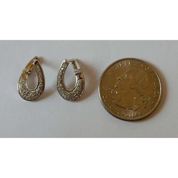 GB Earrings Round Natural Earth Mined Diamond Hoop Earrings 1 Carats GH Si White Gold Finish