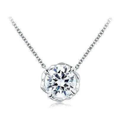 GB Necklaces 3 Carat Big Round Natural Earth Mined Diamond Necklace Pendant Solid White Gold 14K GB Necklaces 3 Carat Big Round Natural Earth Mined Diamond Necklace Pendant Solid White Gold 14K