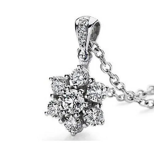 GB Necklaces 4 Carats Prong Setting Round Natural Earth Mined Diamond Necklace Pendant GB Necklaces 4 Carats Prong Setting Round Natural Earth Mined Diamond Necklace Pendant