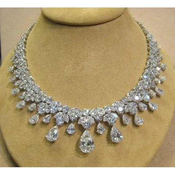 GB Necklaces 70 Ct Sparkling Natural Earth Mined Diamonds Ladies Necklace White Gold 14K GB Necklaces 70 Ct Sparkling Natural Earth Mined Diamonds Ladies Necklace White Gold 14K