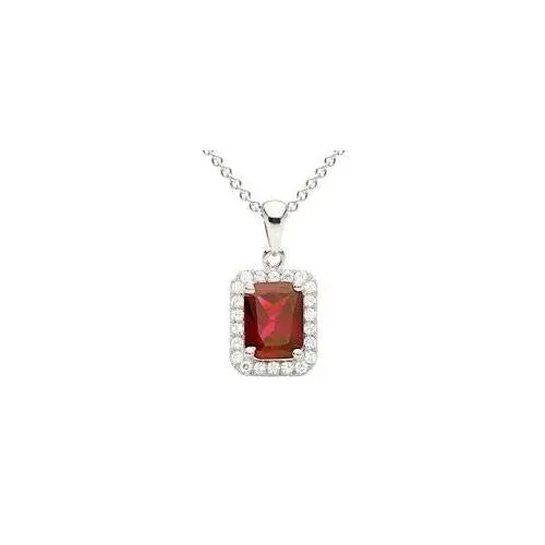 GB Necklaces Emerald Cut Ruby Natural Earth Mined Diamond Necklace Pendant White Gold 14K 440 Carats GB Necklaces Emerald Cut Ruby Natural Earth Mined Diamond Necklace Pendant White Gold 14K 440 Carats
