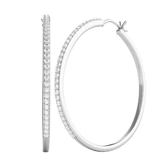 GB Omega Back Thin Hoop Natural Earth Mined Diamond Earrings Earrings