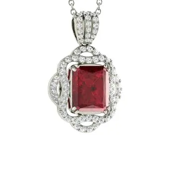 GB Prong Set 480 Carats Red Ruby With Natural Earth Mined Diamonds Pendant Necklace Necklaces GB Prong Set 480 Carats Red Ruby With Natural Earth Mined Diamonds Pendant Necklace Necklaces