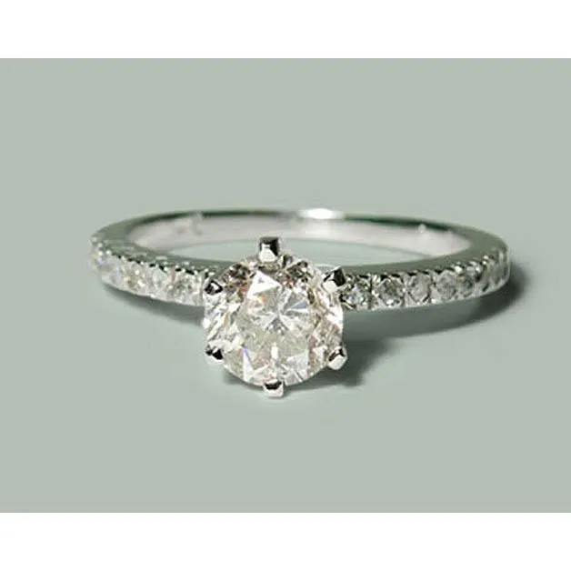 GB Rings 135 Carats Round Natural Earth Mined Diamond Anniversary Ring 14K White Gold GB Rings 135 Carats Round Natural Earth Mined Diamond Anniversary Ring 14K White Gold
