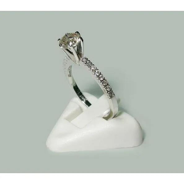 GB Rings 135 Carats Round Natural Earth Mined Diamond Anniversary Ring 14K White Gold