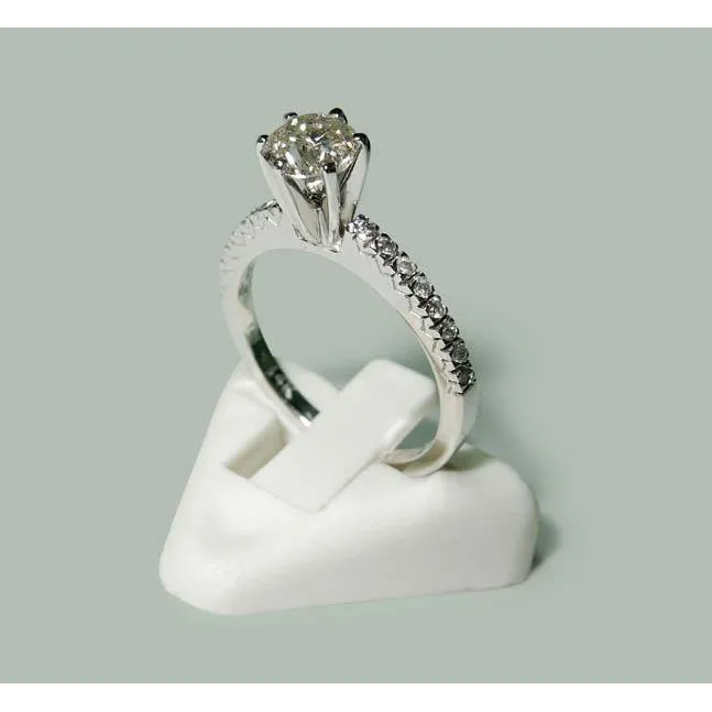 GB Rings 135 Carats Round Natural Earth Mined Diamond Anniversary Ring 14K White Gold