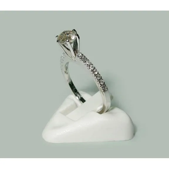 GB Rings 135 Carats Round Natural Earth Mined Diamond Anniversary Ring 14K White Gold