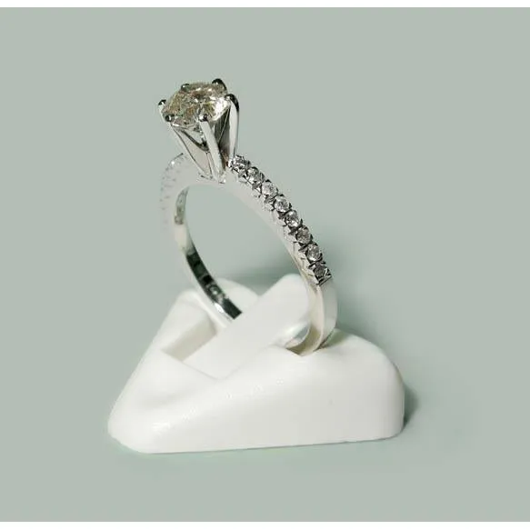 GB Rings 135 Carats Round Natural Earth Mined Diamond Anniversary Ring 14K White Gold