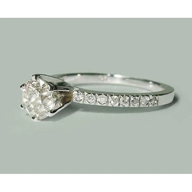 GB Rings 135 Carats Round Natural Earth Mined Diamond Anniversary Ring 14K White Gold