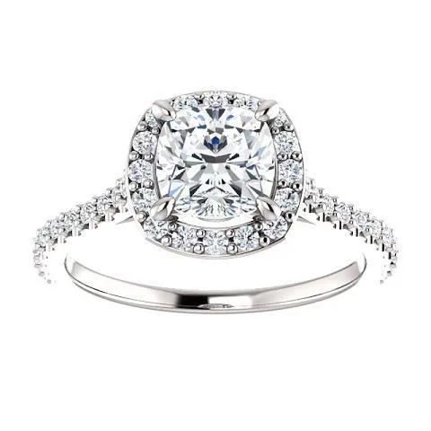 GB Rings 135 Ct Halo Cushion Round Natural Earth Mined Diamond Wedding Ring Band 14K White Gold GB Rings 135 Ct Halo Cushion Round Natural Earth Mined Diamond Wedding Ring Band 14K White Gold