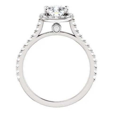 GB Rings 135 Ct Halo Cushion Round Natural Earth Mined Diamond Wedding Ring Band 14K White Gold