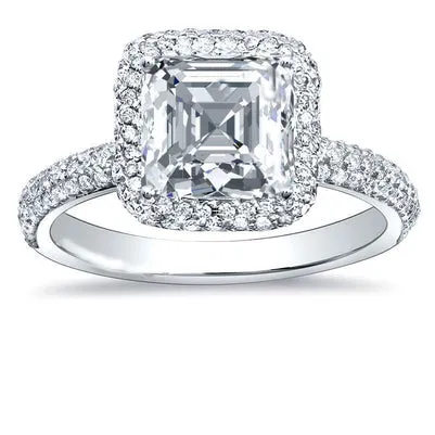 GB Rings 335 Carats Natural Earth Mined Diamond Engagement Ring Halo White Gold GB Rings 335 Carats Natural Earth Mined Diamond Engagement Ring Halo White Gold