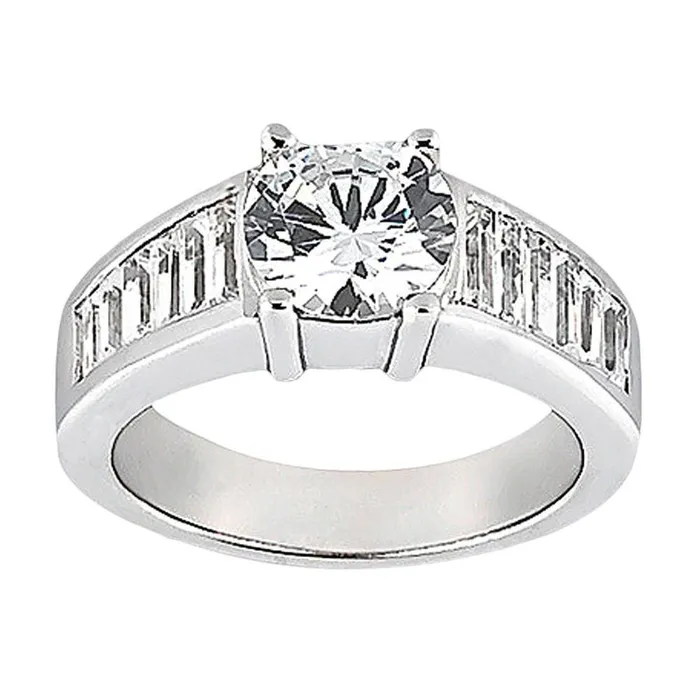 GB Rings 425 Carat Round Natural Earth Mined Diamond Engagement Ring Baguettes Accented GB Rings 425 Carat Round Natural Earth Mined Diamond Engagement Ring Baguettes Accented
