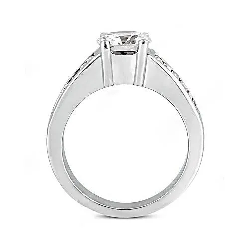 GB Rings 425 Carat Round Natural Earth Mined Diamond Engagement Ring Baguettes Accented