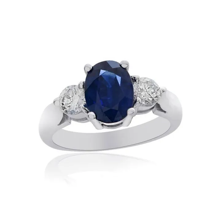 GB Rings Ceylon Sapphire With Natural Earth Mined Diamonds 3 Carats Ring White Gold GB Rings Ceylon Sapphire With Natural Earth Mined Diamonds 3 Carats Ring White Gold
