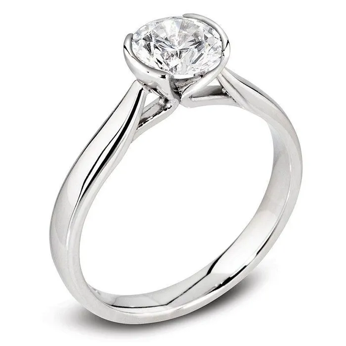 GB Rings Half Bezel 150 Carat Round Solitaire Natural Earth Mined Diamond Wedding Ring White Gold GB Rings Half Bezel 150 Carat Round Solitaire Natural Earth Mined Diamond Wedding Ring White Gold