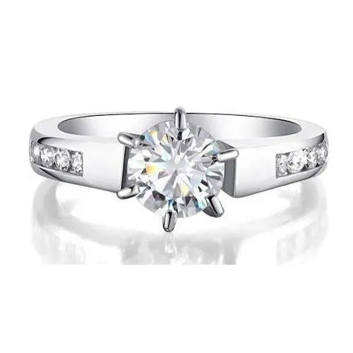 GB Rings Natural Earth Mined Diamonds 2 Ct Engagement Ring With Accents White Gold 14K GB Rings Natural Earth Mined Diamonds 2 Ct Engagement Ring With Accents White Gold 14K