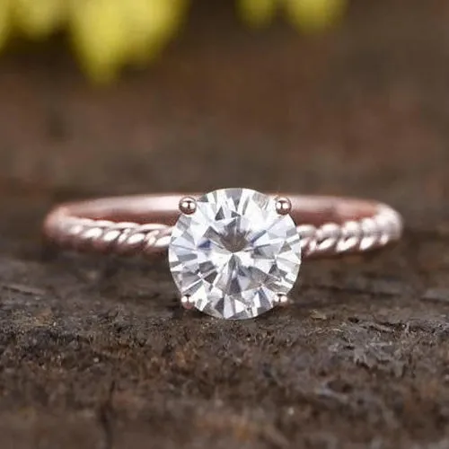 GB Rings Solitaire Round 150 Carats Natural Earth Mined Diamond Engagement Ring 14K Rose Gold