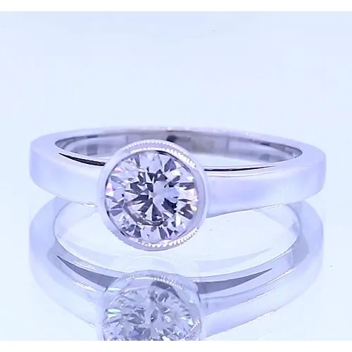 GB Rings Solitaire Round Natural Earth Mined Diamond Ring Bezel Set 1 Carats White Gold 14K GB Rings Solitaire Round Natural Earth Mined Diamond Ring Bezel Set 1 Carats White Gold 14K