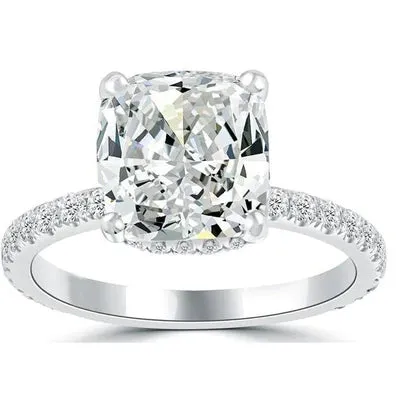 GB Sparkling Hidden Halo Big Cushion Lab Grown Diamond Engagement Ring White Gold Rings GB Sparkling Hidden Halo Big Cushion Lab Grown Diamond Engagement Ring White Gold Rings