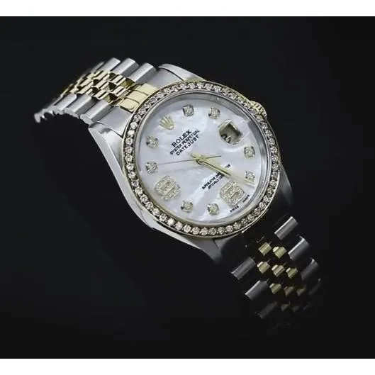 GB Watches Diamond Bezel Rolex 34 Mm Date Watch Covered 2 Ct Custom Diamond Ss GB Watches Diamond Bezel Rolex 34 Mm Date Watch Covered 2 Ct Custom Diamond Ss