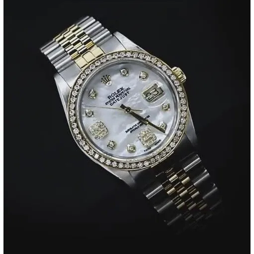 GB Watches Diamond Bezel Rolex 34 Mm Date Watch Covered 2 Ct Custom Diamond Ss