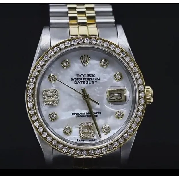 GB Watches Diamond Bezel Rolex 34 Mm Date Watch Covered 2 Ct Custom Diamond Ss
