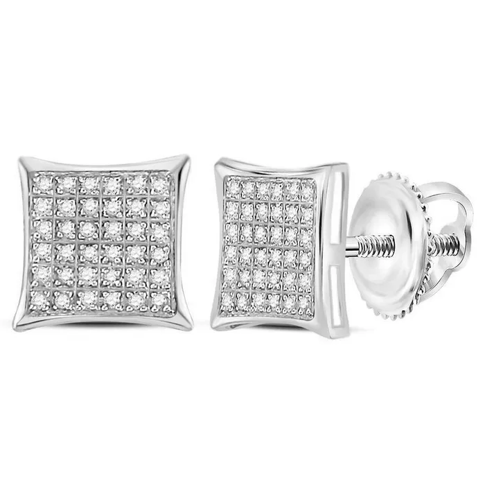 GND Earrings GND 10kt White Gold Womens Round Diamond Square Cluster Earrings 14 Cttw GND Earrings GND 10kt White Gold Womens Round Diamond Square Cluster Earrings 14 Cttw